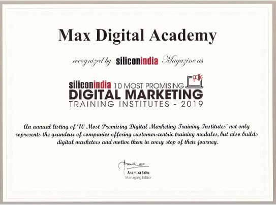 Got ranked among India's top 10 digital marketing training brands