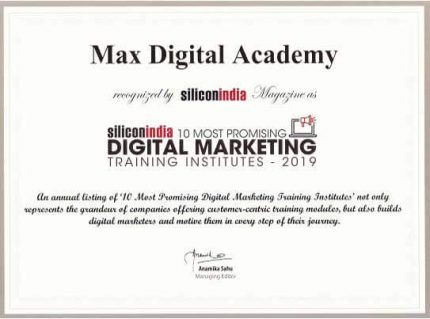 Got ranked among India's top 10 digital marketing training brands
